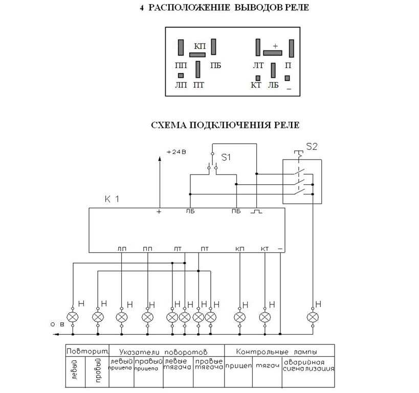 Реле поворотов на маз схема